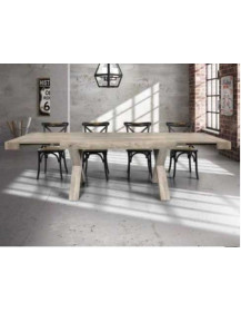 TAVOLO  IN LEGNO ROVERE INVECCHIATO 2 ALL. DA CM 50