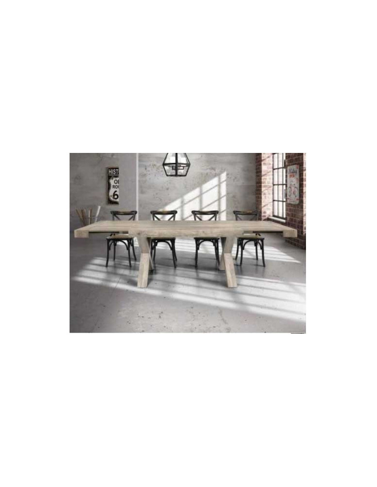 TAVOLO  IN LEGNO ROVERE INVECCHIATO 2 ALL. DA CM 50