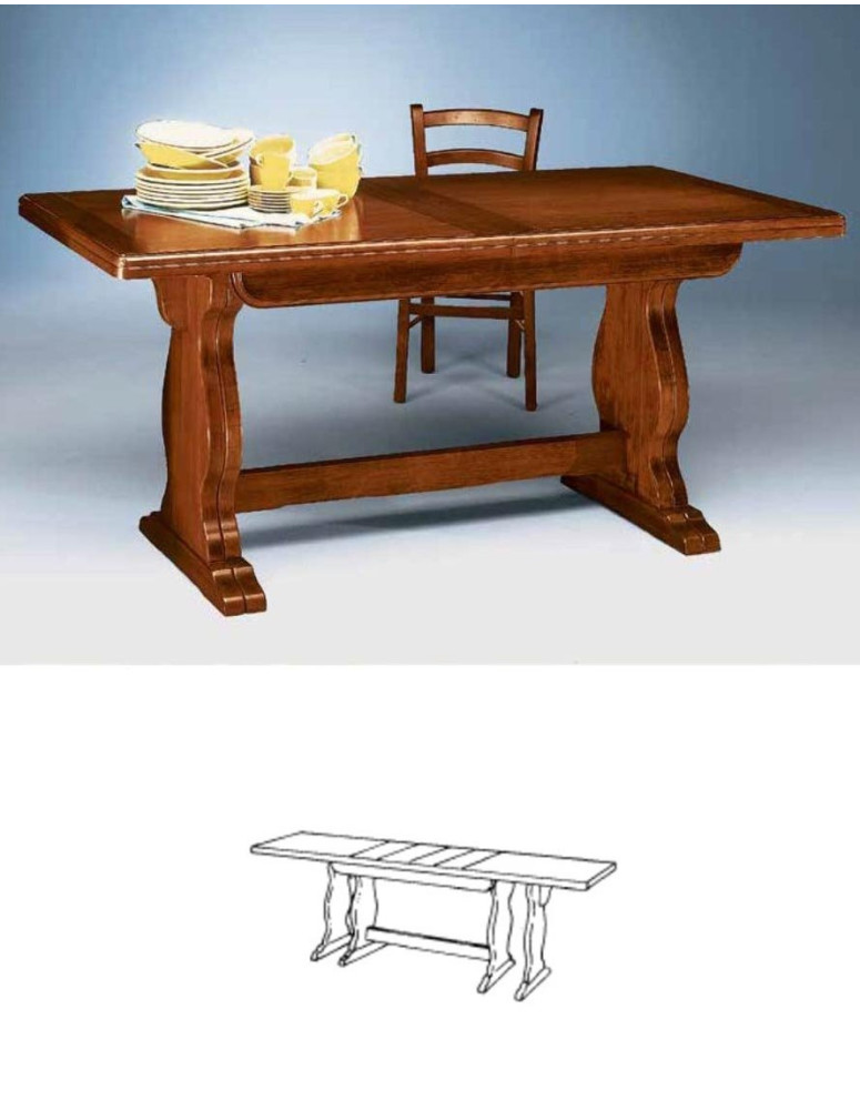 TAVOLO IN TOULIPIER RIQUADRATO  APERTO A LIBRO