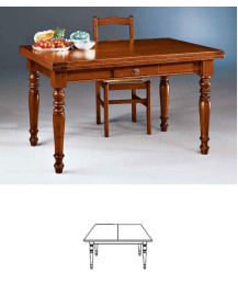 TAVOLO NOCE RETTANGOLARE CON CASSETTO APERTURA  A LIBRO