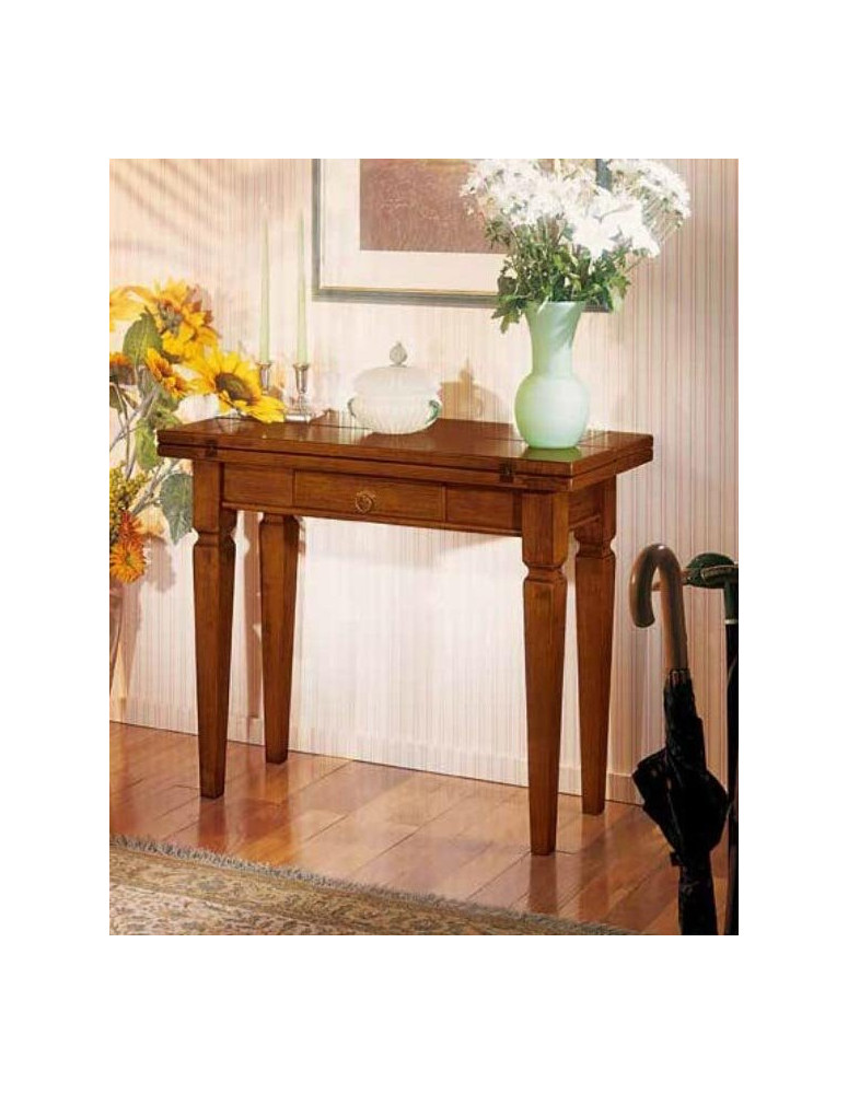 TAVOLO NOCE RETTANGOLARE A CONSOLLE APERTURA A LIBRO