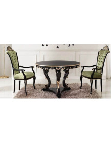 TAVOLO ROTONDO LACCATO PATINATO NERO