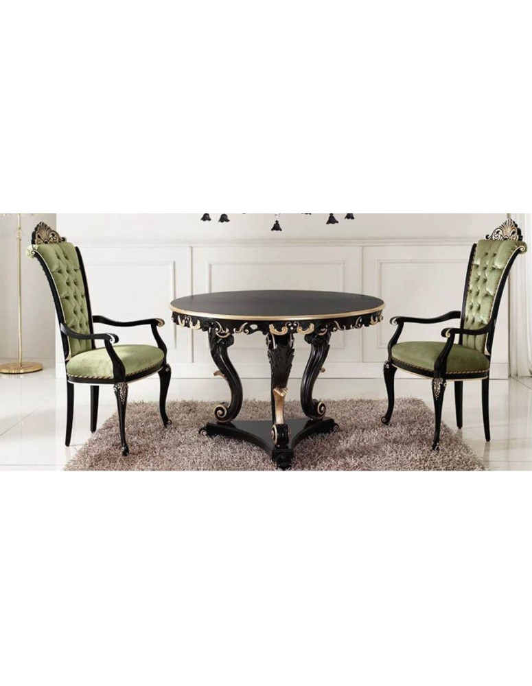 TAVOLO ROTONDO LACCATO PATINATO NERO