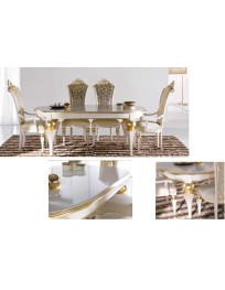 TAVOLO OVALE LACCATO BIANCO  E DORATO