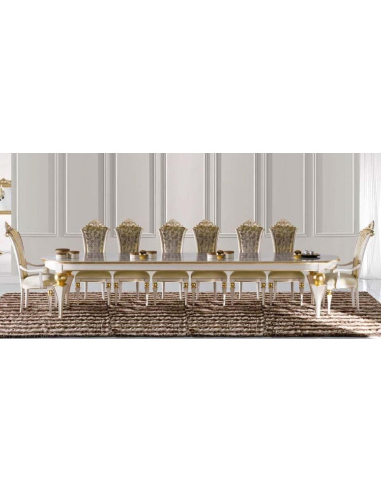 TAVOLO OVALE LACCATO BIANCO  E DORATO