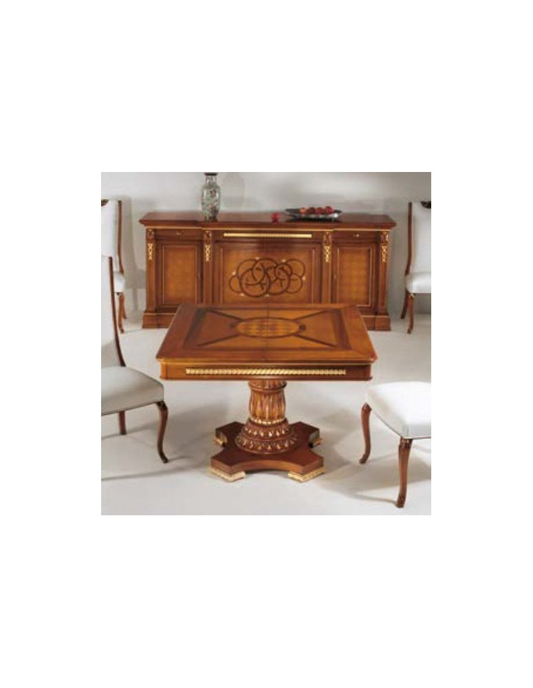 TAVOLO QUADRATO APRIBILE,ALLUNGA INTARSIATA