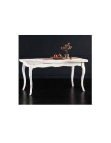 TAVOLO RETTANGOLARE LACCATO E VERNICIATO CON ALLUNGHE LATERALI BIANCO