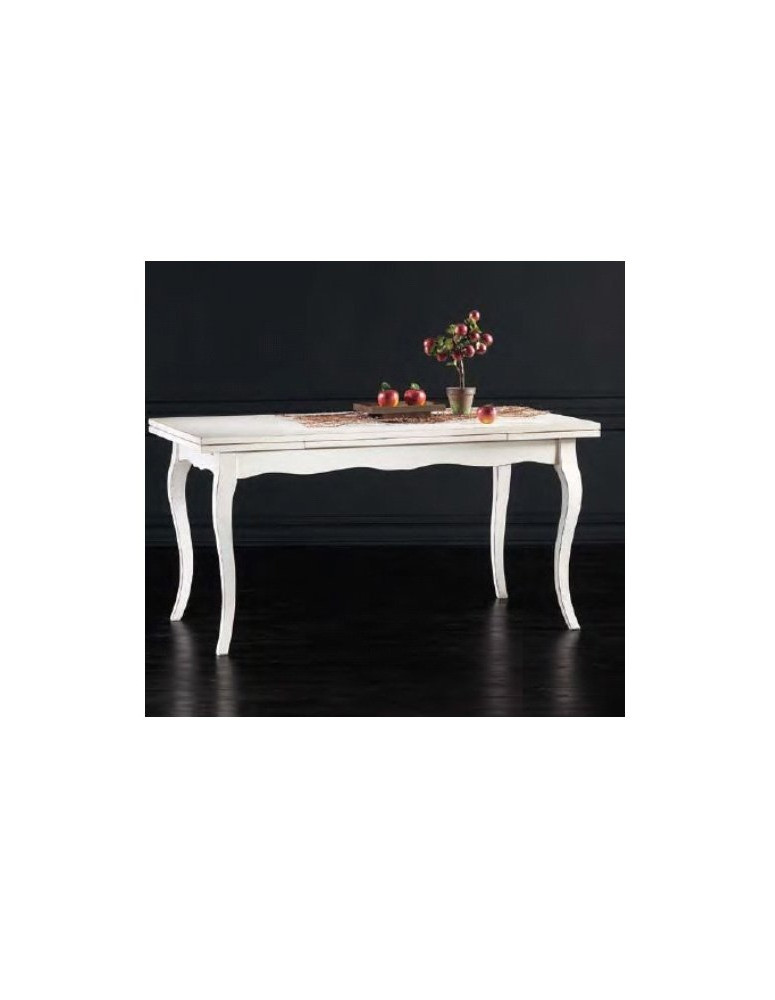 TAVOLO RETTANGOLARE LACCATO E VERNICIATO CON ALLUNGHE LATERALI BIANCO
