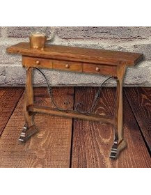 TAVOLO A CONSOLLE MASSELLO CON INSERTI IN FERRO