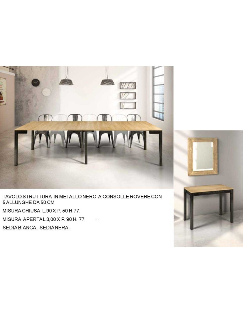 TAVOLO A CONSOLLE STRUTTURA METALLICA