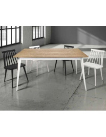 TAVOLO IN ABETE SPAZZOLATO CON STRUTTURA E GAMBE BIANCHE