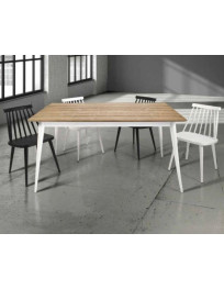 TAVOLO IN ABETE SPAZZOLATO CON STRUTTURA E GAMBE BIANCHE