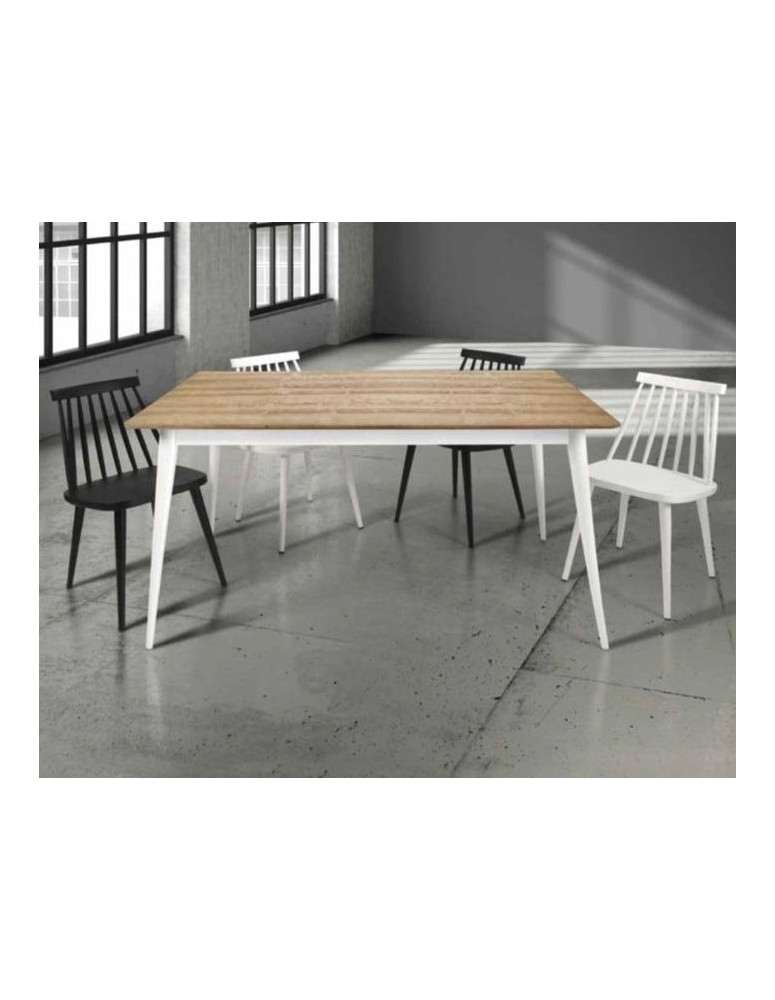 TAVOLO IN ABETE SPAZZOLATO CON STRUTTURA E GAMBE BIANCHE