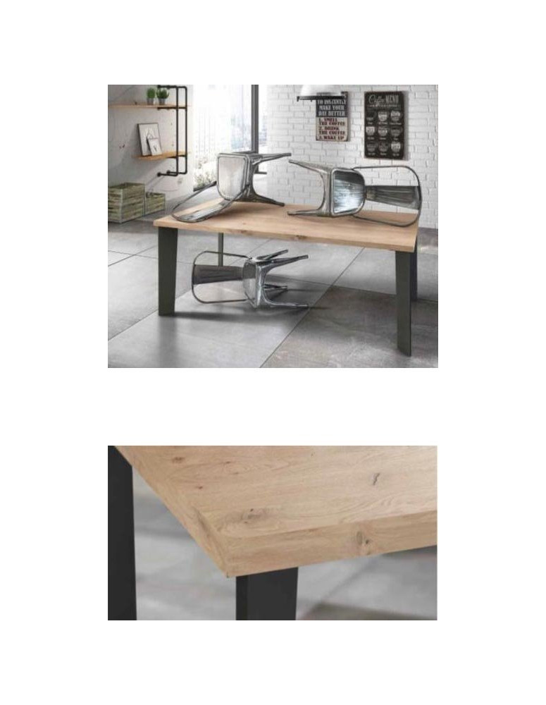 TAVOLO CON PLANCIA IN LEGNO E GAMBE IN ALLUMINIO
