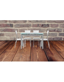 TAVOLO IN VETRO ALLUNGABILE E STRUTTURA FERRO ALLUMINIO