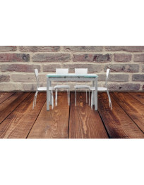 TAVOLO IN VETRO ALLUNGABILE E STRUTTURA FERRO ALLUMINIO