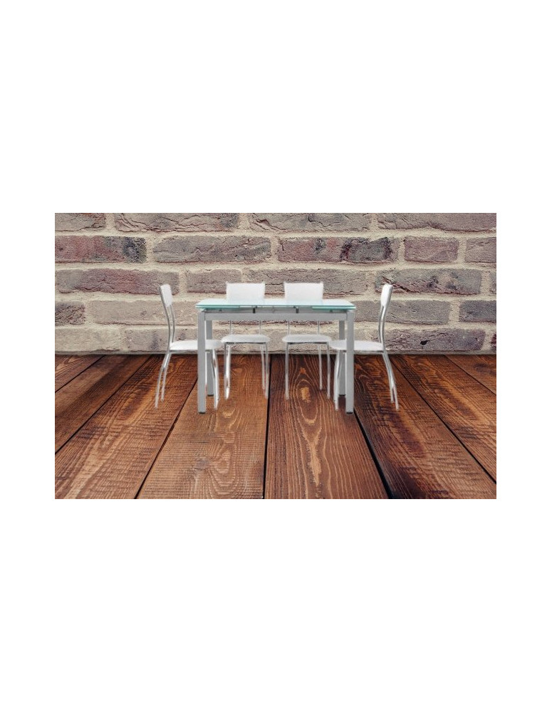 TAVOLO IN VETRO ALLUNGABILE E STRUTTURA FERRO ALLUMINIO