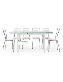 TAVOLO IN VETRO ALLUNGABILE E STRUTTURA FERRO ALLUMINIO