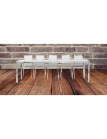 TAVOLO IN VETRO ALLUNGABILE E STRUTTURA FERRO ALLUMINIO