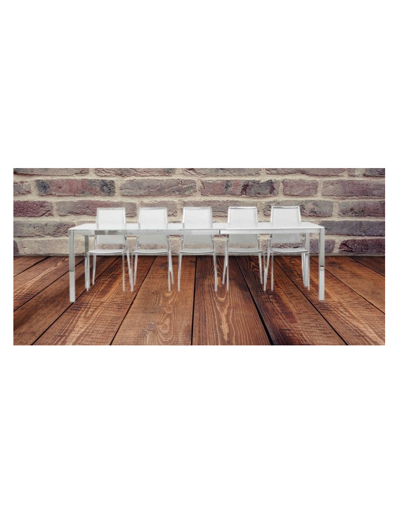 TAVOLO IN VETRO ALLUNGABILE E STRUTTURA FERRO ALLUMINIO