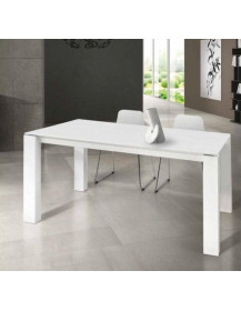 TAVOLO FRASSINATO BIANCO CON DUE ALLUNGHE DA 45 CM