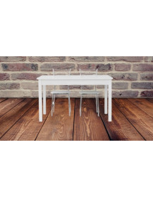 TAVOLO  BIANCO FRASSINATO  CON 1  ALLUNGA DA 43