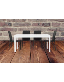 TAVOLO  BIANCO FRASSINATO  CON 2  ALLUNGA DA 43