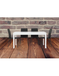 TAVOLO  BIANCO FRASSINATO  CON 2  ALLUNGA DA 43