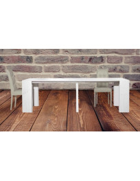 TAVOLO CONSOLLE BIANCO CONSUMATO CON 5 ALL. DA 50