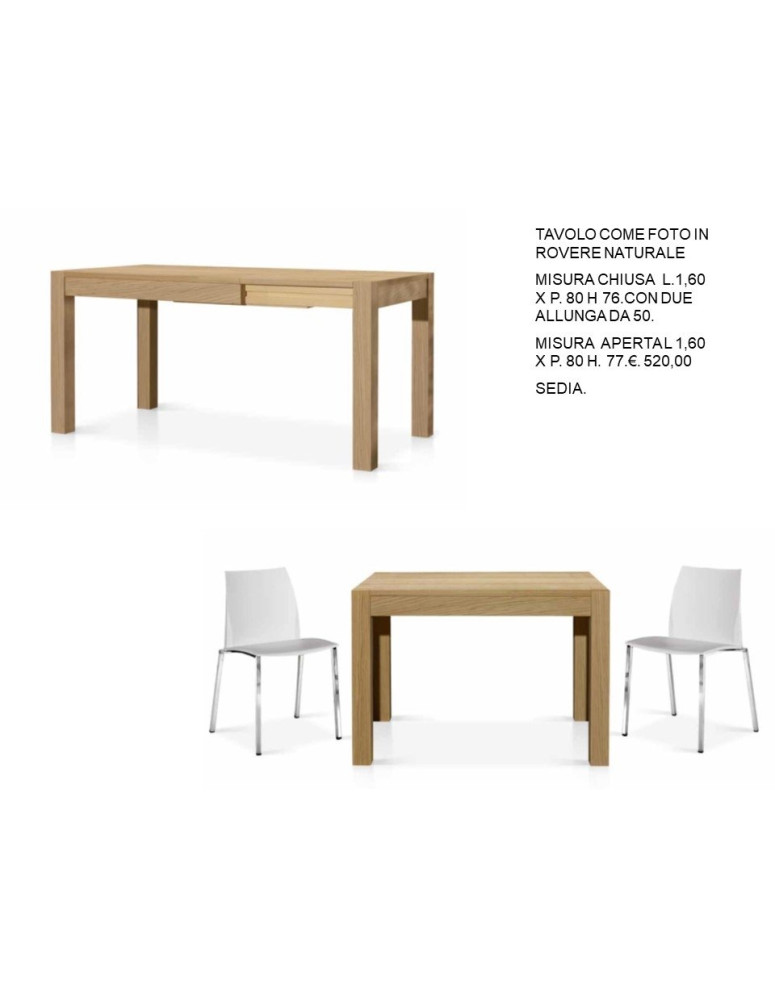 TAVOLO ROVERE NATURALE