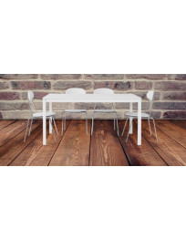 TAVOLO BIANCO FRASSINATO CON STRUTTURA METALLO