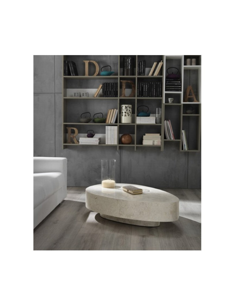 TAVOLINO A TRAPEZIO IN PIETRA FOSSILE