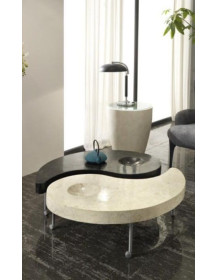 TAVOLINO IN PIETRA FOSSILE COMPOSTO DA DUE ELEMENTI