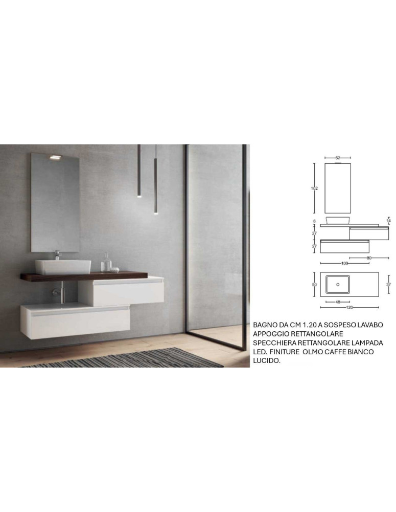 BAGNO DA CM 1.20 SOSPESO LAVABO