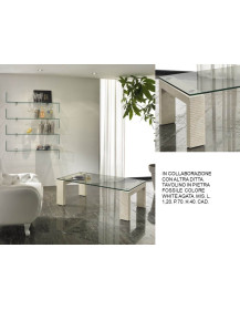 TAVOLINO IN PIETRA FOSSILE  COLORE WHITE AGATA