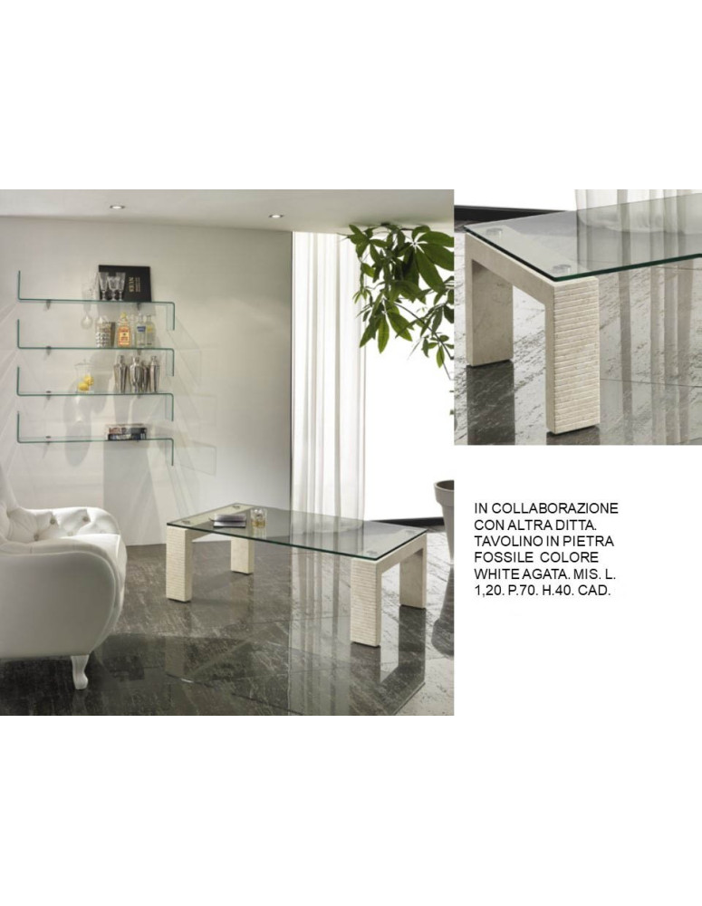 TAVOLINO IN PIETRA FOSSILE  COLORE WHITE AGATA