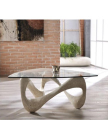 TAVOLINO IN PIETRA FOSSILE COLORE BIANCO MACTAN