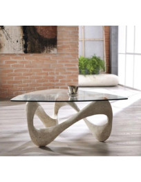 TAVOLINO IN PIETRA FOSSILE COLORE BIANCO MACTAN