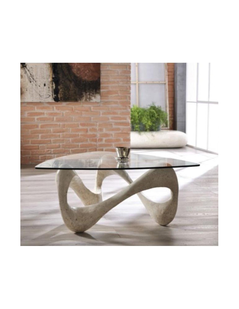 TAVOLINO IN PIETRA FOSSILE COLORE BIANCO MACTAN