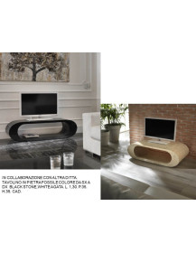 TAVOLINO IN PIETRA FOSSILE OVALE CON VANO CENTRALE