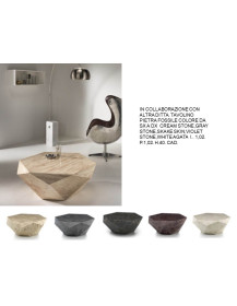 TAVOLINO  PIETRA FOSSILE ESAGONALE VARI COLORI