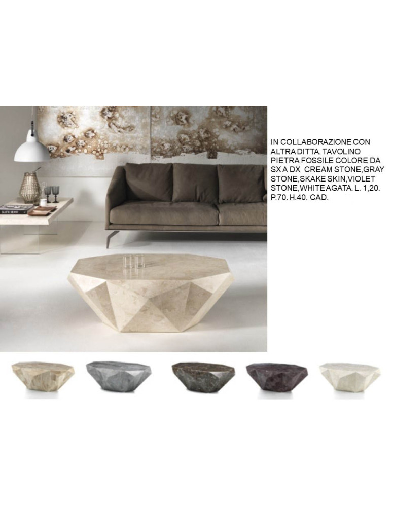 TAVOLINO  PIETRA FOSSILE OTTAGONALE