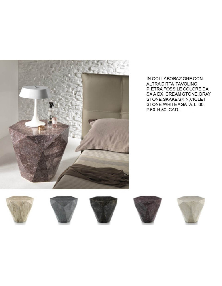 TAVOLINO  PIETRA FOSSILE ESAGONALE VARI COLORI