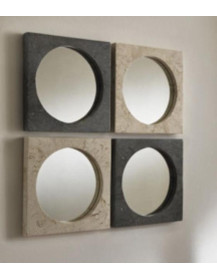 SPECCHIERA  PIETRA FOSSILE QUADRATA INTERNO ROTONDA