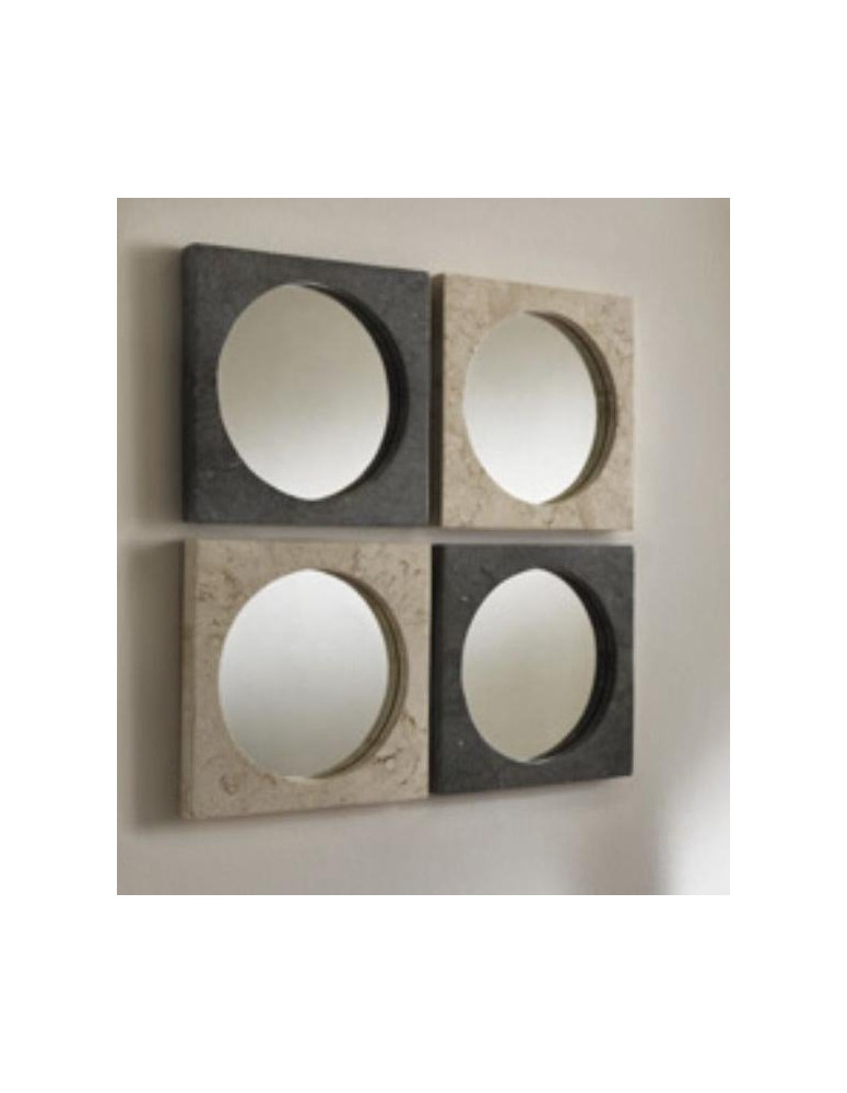 SPECCHIERA  PIETRA FOSSILE QUADRATA INTERNO ROTONDA