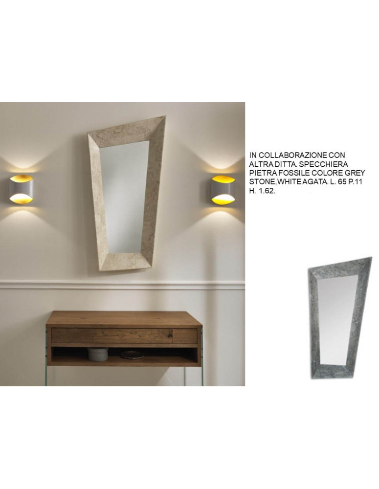 SPECCHIERA  PIETRA FOSSILE CON 4 ANGOLI DISUGUALI