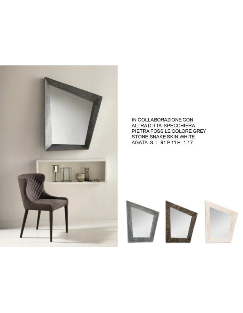SPECCHIERA  PIETRA FOSSILE A 4 PUNTI DISUGUALI