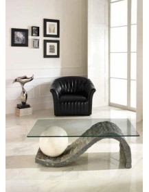 TAVOLINO CON PIANO IN CRISTALLO PIETRA FOSSILE