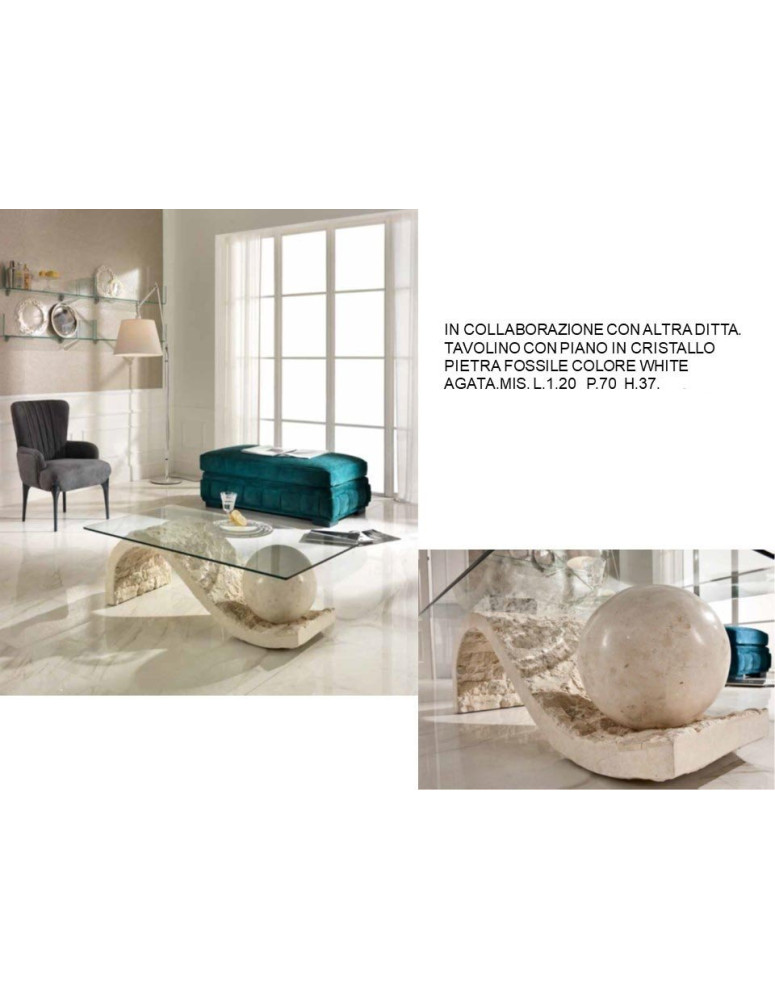 TAVOLINO CON PIANO IN CRISTALLO