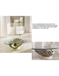 TAVOLINO CON PIANO IN CRISTALLO A CONCA